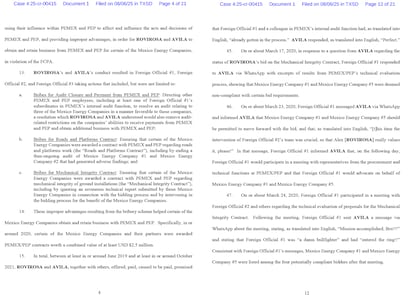 Acusación de Estados Unidos contra Ramón Alexandro Rovirosa Martínez y Mario Alberto Ávila Lizárraga.