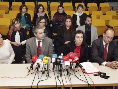 Rueda de prensa de los abogados de presos de ETA, en Bilbao.