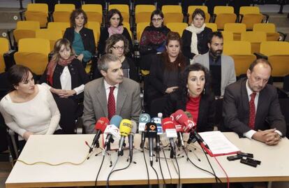 Rueda de prensa de los abogados de presos de ETA, en Bilbao.