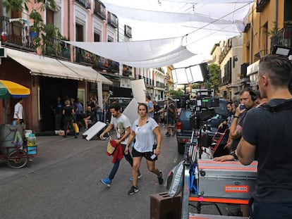 Rodaje de 'Terminator 6' en la calle Santa Isabel este miércoles.
