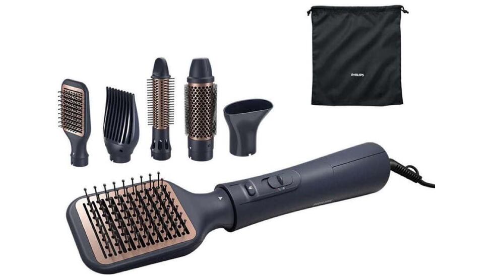 Cepillo moldeador Philips con cinco accesorios.