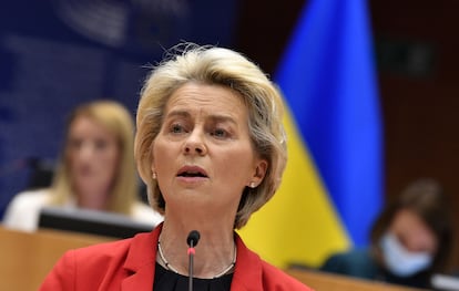 La presidenta de la Comisión Europea, Ursula von der Leyen, este miércoles en el Parlamento Europeo.