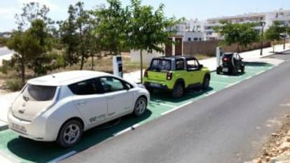 Uno de los puntos públicos de recarga de coches de Formentera