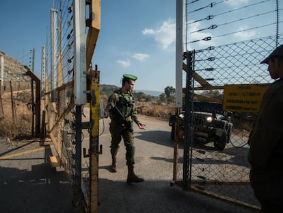 Zona militar israelí prohibida en las disputadas granjas de Sheba (en la frontera entre Líbano e Israel), el martes pasado