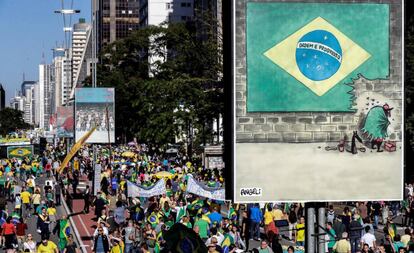 Apoiadores de Jair Bolsonaro durante manifestação em São Paulo.