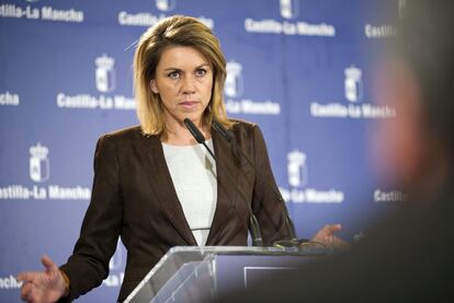 María Dolores de Cospedal, ayer, durante la presentación de su plan de ajuste.