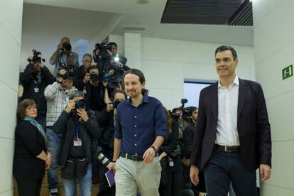 Pedro S&aacute;nchez y Pablo Iglesias, en su reuni&oacute;n del mi&eacute;rcoles.