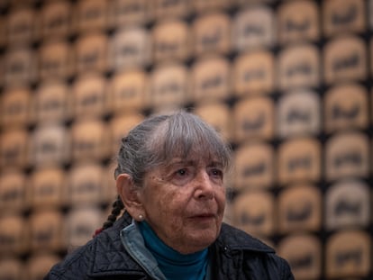 La artista Beatriz González durante una entrevista en el contramonumento 'Fragmentos', en Bogotá, el 12 de Septiembre.