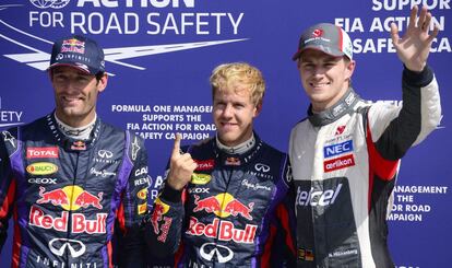 Webber, Vettel y Nico Hulkenberg, pole en Monza.