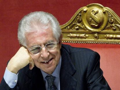El primer ministro italiano Mario Monti en el parlamento de Roma, Italia. 