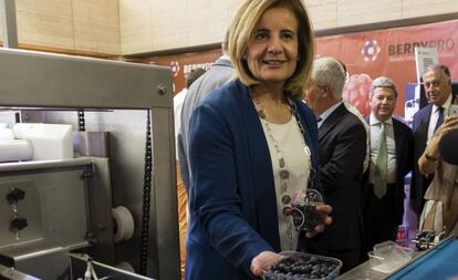 La ministra de Empleo, Fátima Báñez, en una visita a una empresa.