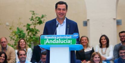 Juan Manuel Moreno, este sábado en en Sanlúcar de Barrameda (Cádiz)