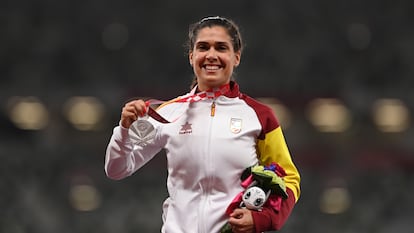 La atleta Miriam Martinez Rico tras ganar la medalla de plata en lanzamiento de peso en los Juegos Paralímpicos de Tokio.