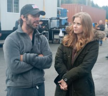 Zack Snyder y Amy Adams durante el rodaje.