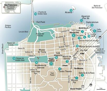 Mapa de San Francisco, en California (EE UU). 