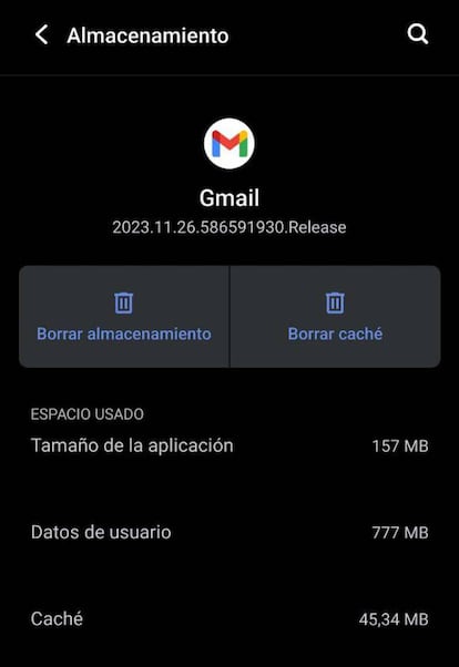 Caché Gmail