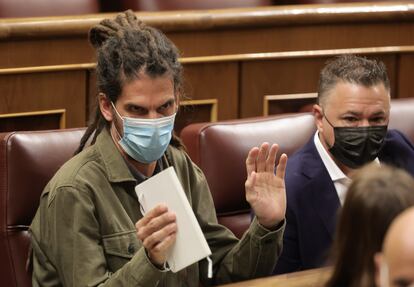 Alberto Rodríguez, en el pleno del Congreso del  14 de octubre de 2021.