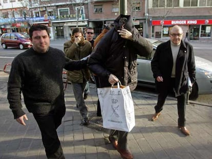 Miguel Ángel García Jodar, uno de los detenidos, a su llegada a los juzgados de la plaza de Castilla, en Madrid.