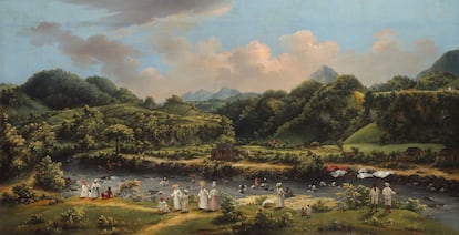 'Vista del río Roseau, en Dominica', cuadro de Agostino Brunias conservado en el Art Institute of Chicago. 