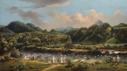 'Vista del río Roseau, en Dominica', cuadro de Agostino Brunias conservado en el Art Institute of Chicago.