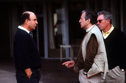 Emilio Botín, junto al expresidente del Gobierno, Adolfo Suárez.. Imagen sin fechar.