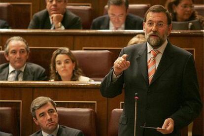 Mariano Rajoy, durante su intervención en el pleno de ayer.