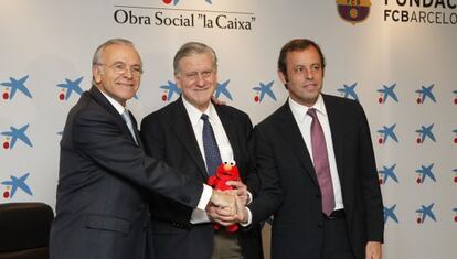 De izquierda a derecha, Isidre Fainé, Valentí Fuster y Sandro Rosell.