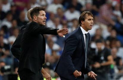 Simeone y Lopetegui, durante el derbi.