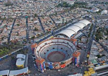 Imagen aérea de la Feria de San Marcos, en Aguascalientes.