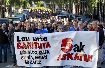 Manifestación en Elgoibar en favor de la liberación de Arnaldo Otegi