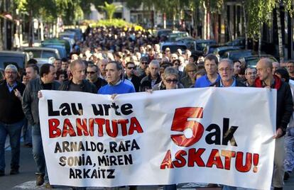 Manifestación en Elgoibar en favor de la liberación de Arnaldo Otegi