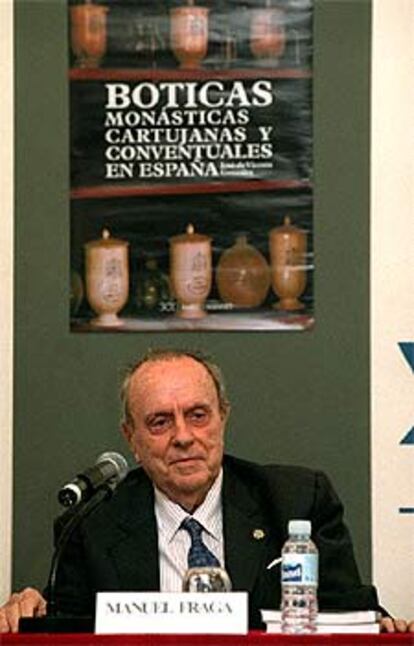 Manuel Fraga, ayer en Madrid.