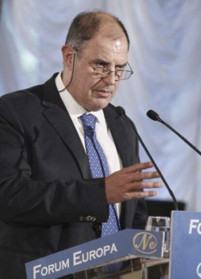 El presidente de Pymar, Álvaro Platero, durante su intervención en el Forum Europa de este jueves.