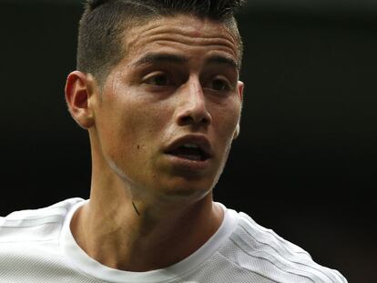 James en un partido con el Real Madrid. 