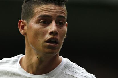 James en un partido con el Real Madrid. 