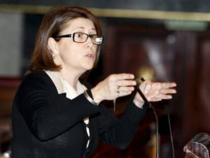 La diputada y secretaria de Bienestar Social del PSOE, Marisol Pérez Domínguez, durante su intervención en el pleno que se celebra en el Congreso de los Diputados. EFE/Archivo