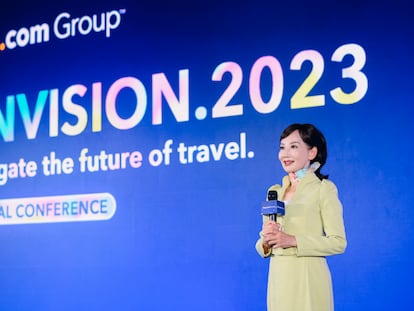 La consejera delegada de Trip.com Group, Jane Sun, la semana pasada en el foro de turismo Envision 2023, dedicado a los socios de la compañía.