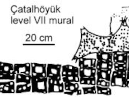 Pintura mural de &Ccedil;atalh&ouml;y&uuml;k, un asentamiento neol&iacute;tico en Turqu&iacute;a