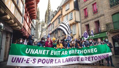 Manifestació per l’ensenyament del bretó, setmanes abans de l’aprovació de la 'llei Molac'.