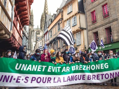 Manifestació per l’ensenyament del bretó, setmanes abans de l’aprovació de la 'llei Molac'.