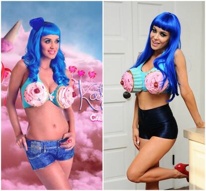 El disco 'Californian Girls' de Katy Perry fue la inspiración de Carmen Electra para su disfraz en un evento en Los Ángeles en 2014.