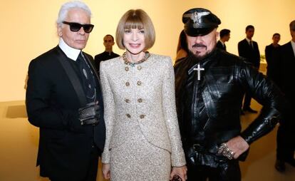 Peter Marino con Karl Lagerfeld y Anna Wintour.