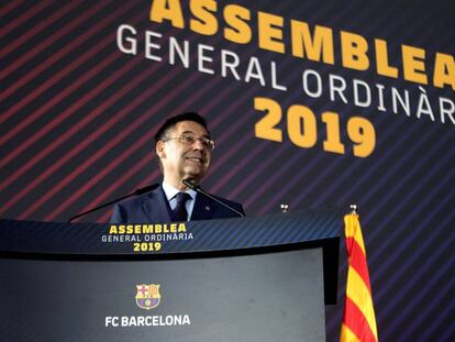 Josep Maria Bartomeu, en la Asamblea de Compromisarios del Barça.