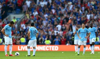 Negredo, Agüero, Nasri y Touré, cabizbajos.