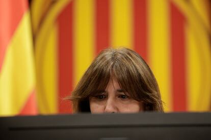 La presidenta del Parlament, Laura Borràs en el pleno de hace dos semanas.