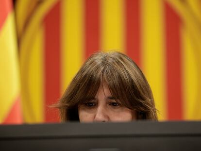 La presidenta del Parlament, Laura Borràs en el pleno de hace dos semanas.