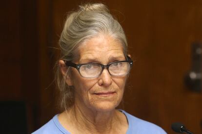 Leslie Van Houten attends her parole hearing at the California Institution for Women Sept. 6, 2017 in Corona, Calif.