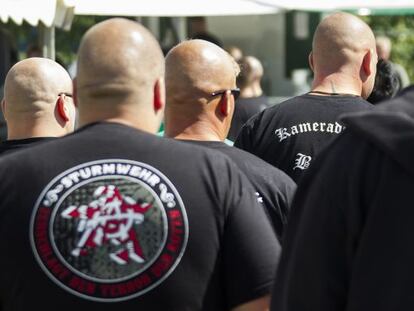 Miembros de una organizaci&oacute;n de ultraderecha alemana, en un festival en Viereck, en agosto de 2012.