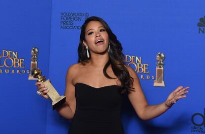 Gina Rodriguez, ganhadora do prêmio de melhor atriz de série de comédia ou musical por ‘Jane the Virgin’.