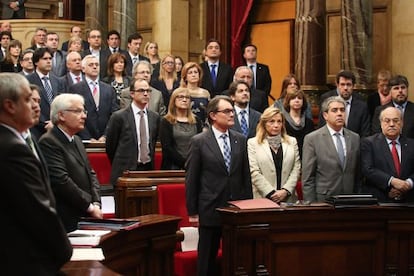 Minuto de silencio por la muerte de Adolfo Suarez en el Parlament.